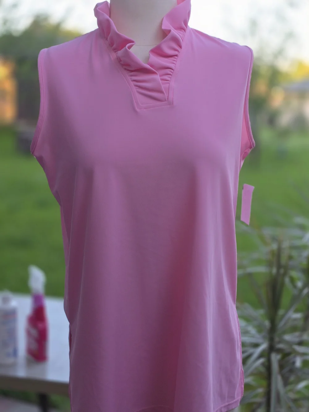 Jude Connally Pink Ruffle Mock Neck Sleeveless Top New No Tag - Picture 3 of 5